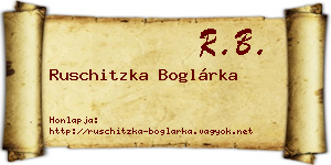 Ruschitzka Boglárka névjegykártya